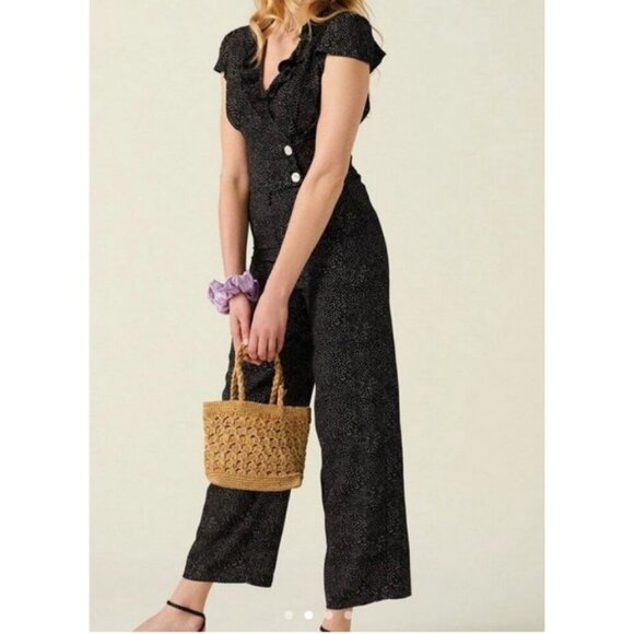 💕ROUJE💕 Floriane Jumpsuit ~ Black Polka Dot Print FR 40 = US 8 - Picture 6 of 16